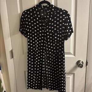 Forever 21 Black Dress with White Heart Pattern